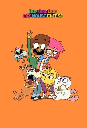 Boy Girl Dog Cat Mouse Cheese Poster